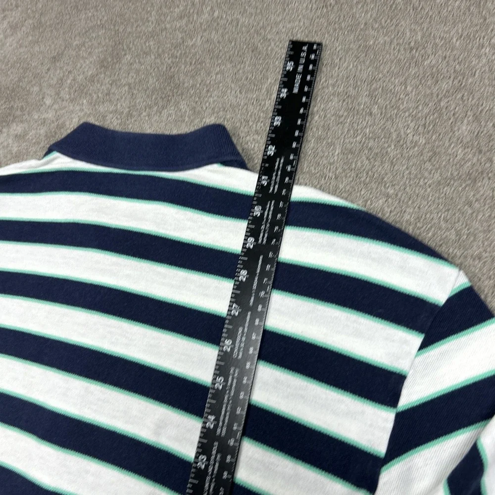Ralph Lauren Polo Shirt Mens XL Blue White Striped Linen Blend Summer Casual
